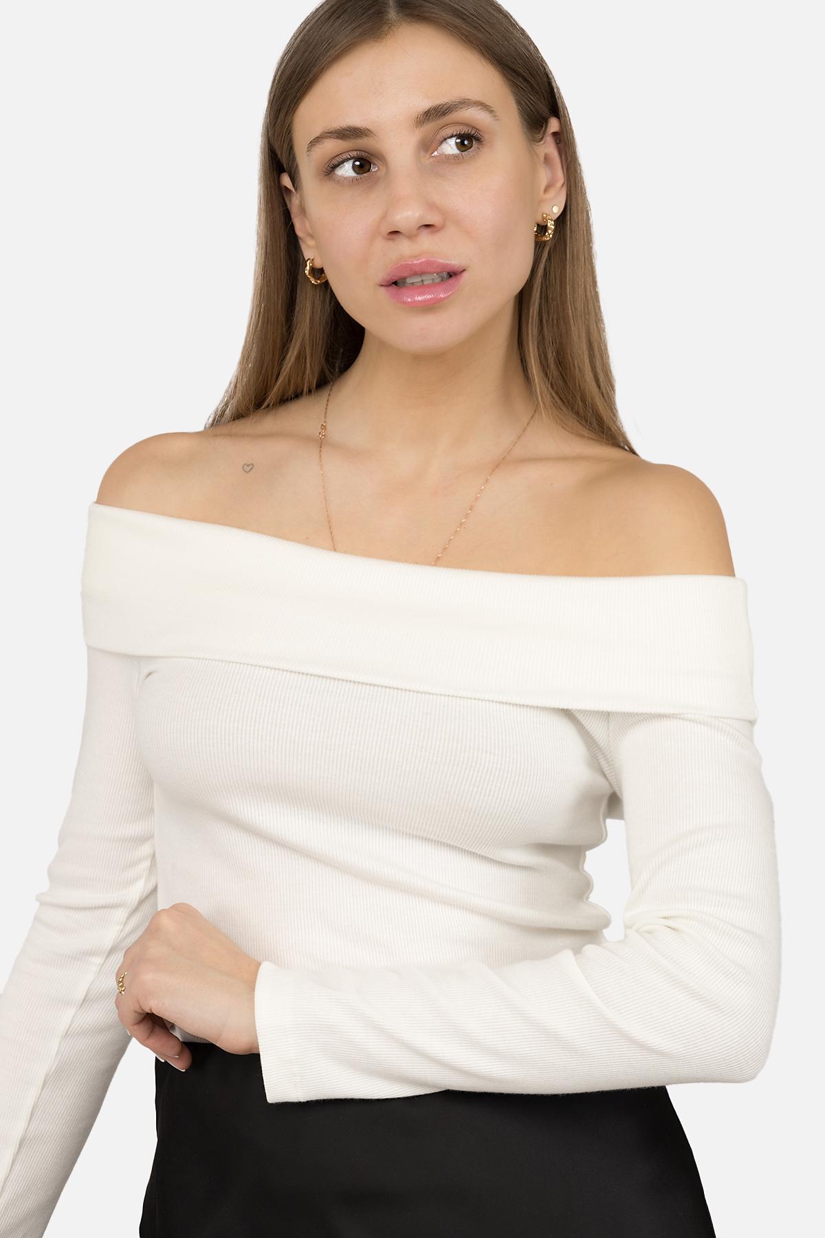 Футболка с длинным рукавом женская ЦБ-00270510 р. 46 Белый (SKT001046676) - фото 3 Футболка с длинным рукавом женская ЦБ-00270510 р. 46 Белый (SKT001046676) - фото 3