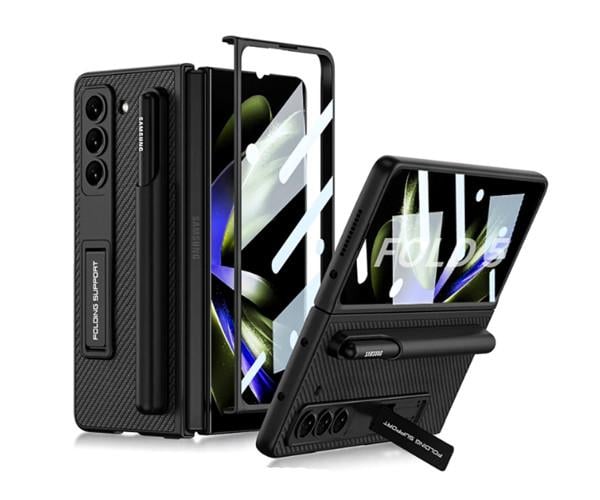 Чехол-накладка GKK Magnetic Fold Leather Case для Samsung Galaxy Z Fold5 из защитным стеклом, Black - фото 1 Чехол-накладка GKK Magnetic Fold Leather Case для Samsung Galaxy Z Fold5 из защитным стеклом, Black - фото 1