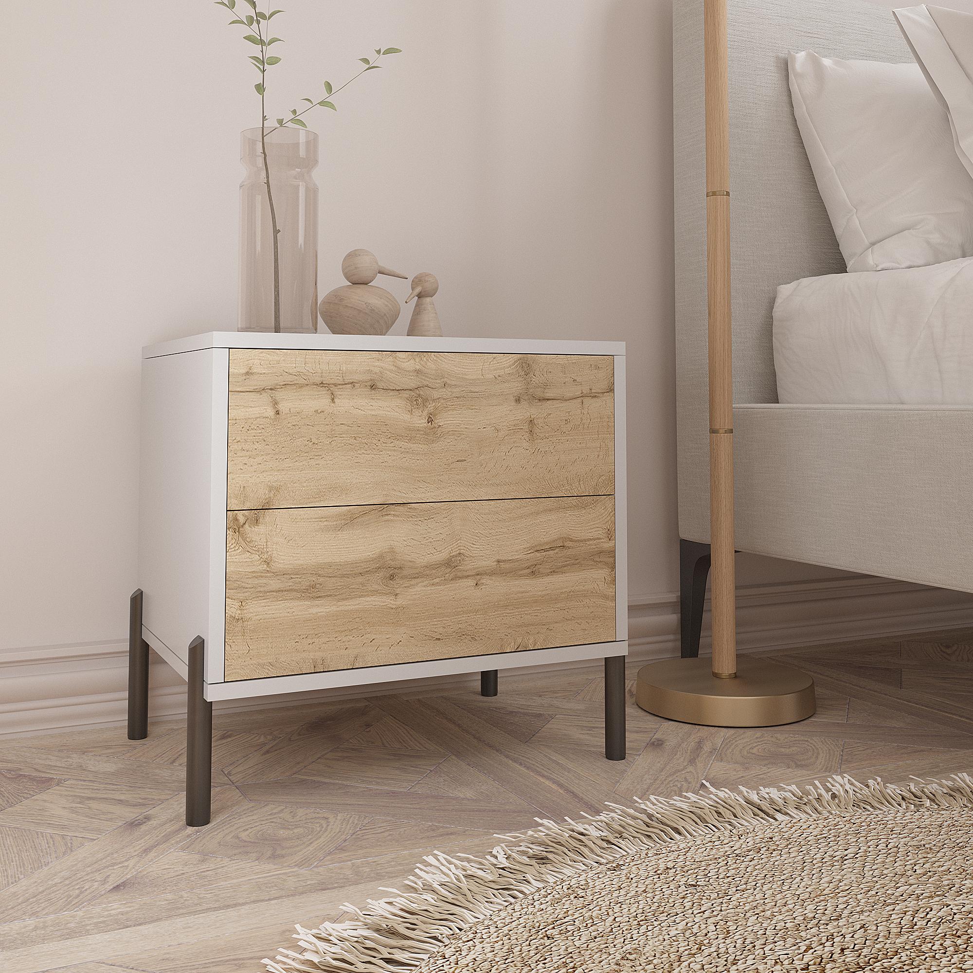 Тумба приліжкова Норді ТУ-Норді 500х500х400мм Сірий/Дуб Тахо