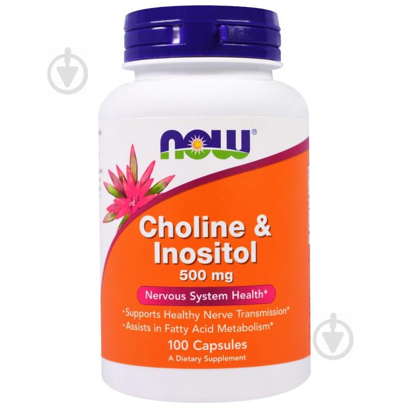 Холин В4 и Инозитол В8 Now Foods Choline & Inositol 500 мг 100 вегетарианских капсул (NF0470)