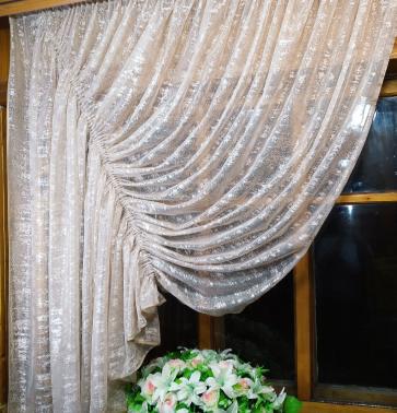 Занавеска кухонная Камелия левая Бежевый/Мрамор - фото 2