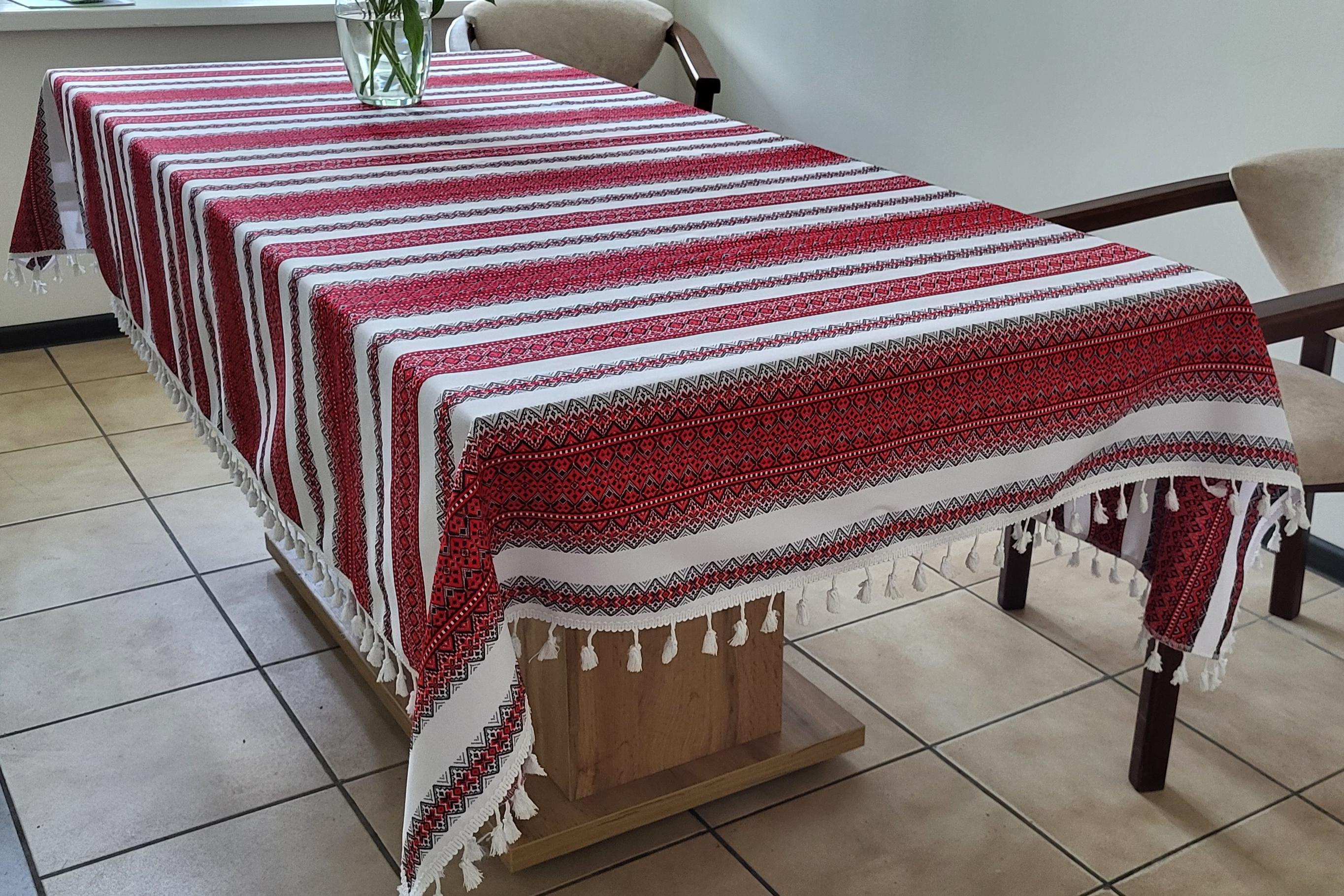 Скатерть ткано-декоративная с вышивкой Пионы 1450x2200 мм Красный (Арт-080ск) - фото 4 Скатерть ткано-декоративная с вышивкой Пионы 1450x2200 мм Красный (Арт-080ск) - фото 4