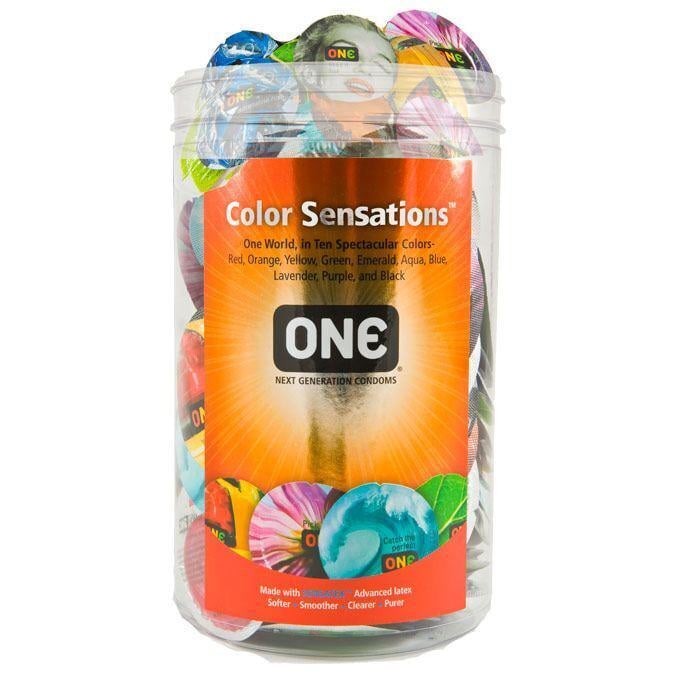 Набор презервативов ONE Color Sensations цветные 10 цветов с маслом упаковка-тубус 100 шт. (SX0740)