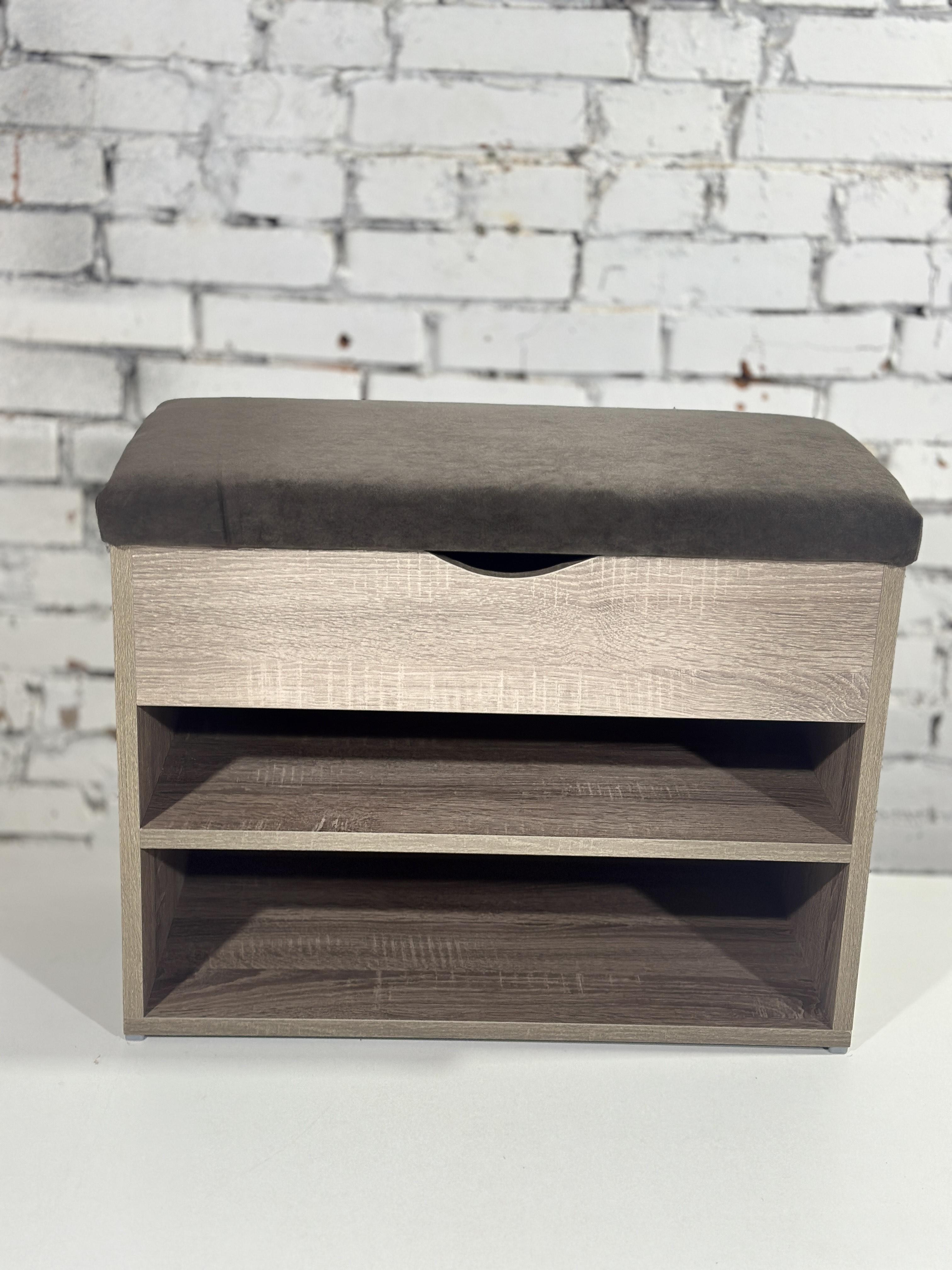 Тумба для взуття ДСП/тканина 30х60х45 см Сонома трюфель/Шоколад - фото 3 Тумба для взуття ДСП/тканина 30х60х45 см Сонома трюфель/Шоколад - фото 3