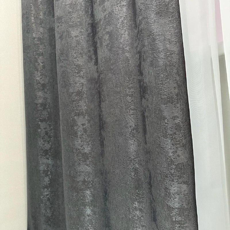 Шторы жаккардовые с мраморным узором среднее затемнение 1,5x2,7 м 2 шт. Графитовый (К1039-33) - фото 9