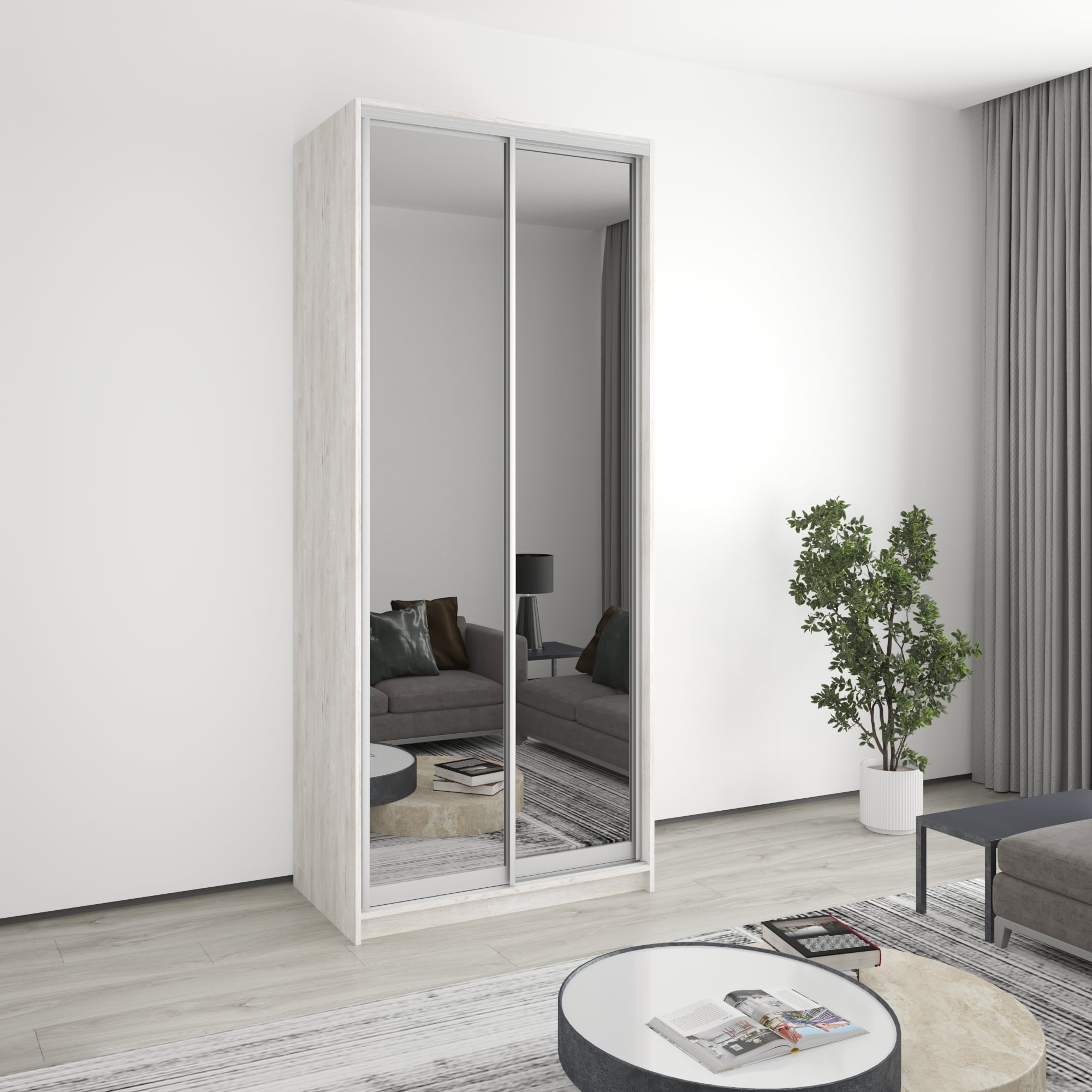 Шкаф-купе двухдверный Mebel Star Стандарт AL MBS-3897 100х60х240 см Аляска серый (1005083)