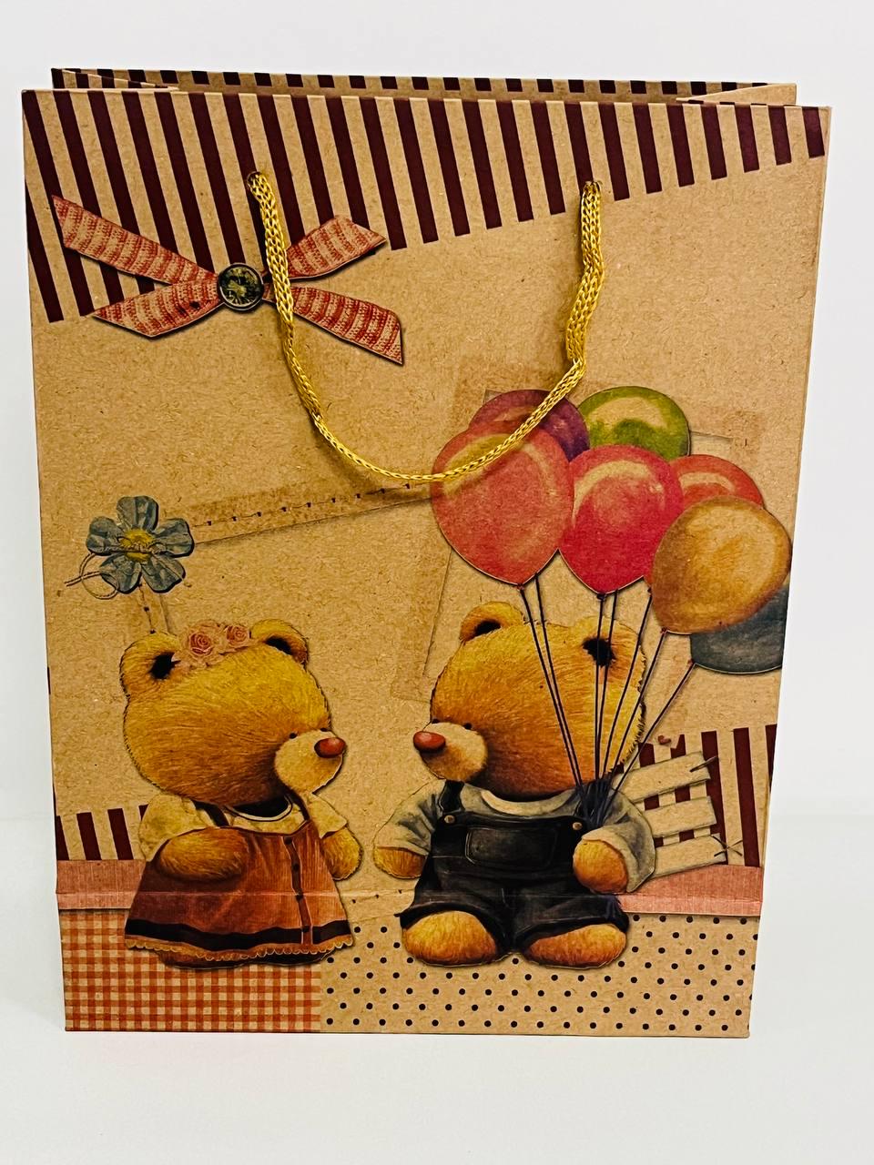 Подарунковий пакет Ведмедики 25х19 см Коричневий