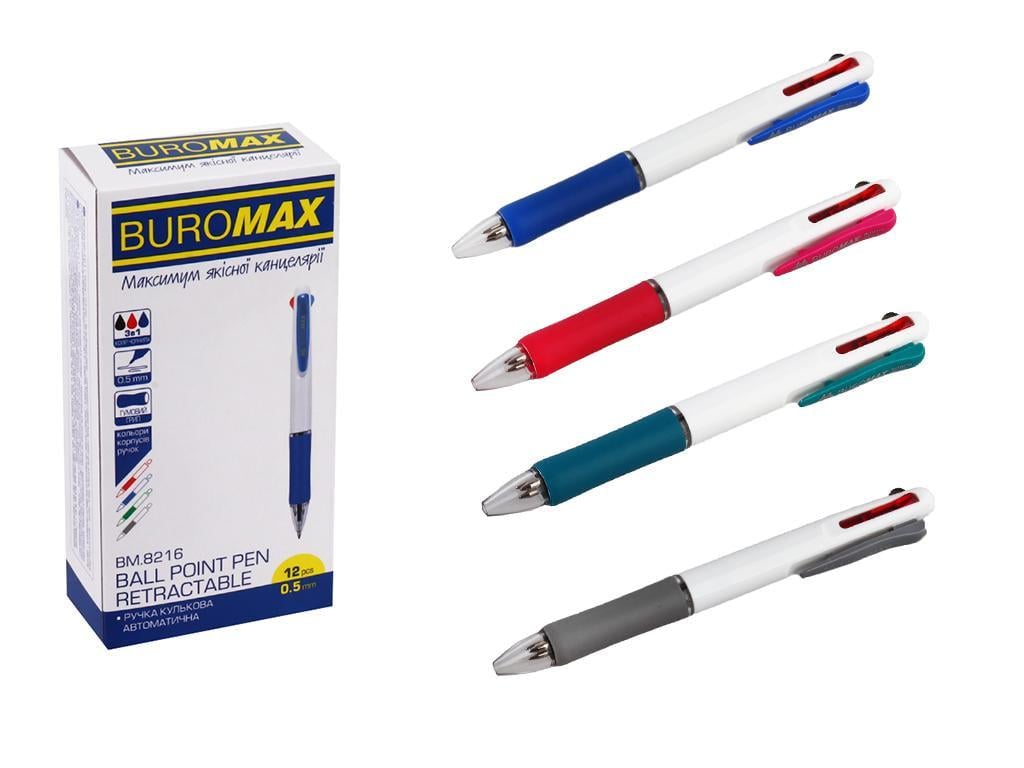 Ручка кулькова 3в1 12 шт. в уп. Синій/Чорний/Червоний (MTT-175588)