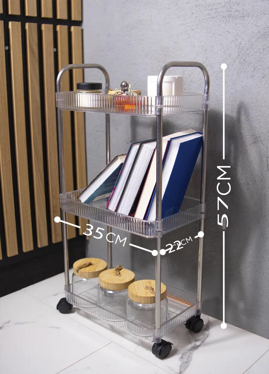 Полочка-этажерка Elysis MK-23 3-ярусная из пластика на колесиках Прозрачный (14124141) - фото 4