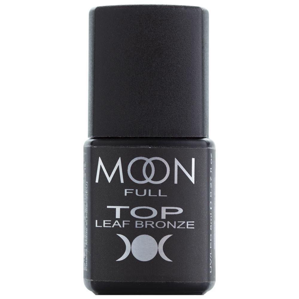 Топ для гель-лака с поталью Moon Full Top Leaf Bronze без липкого слоя 8 мл