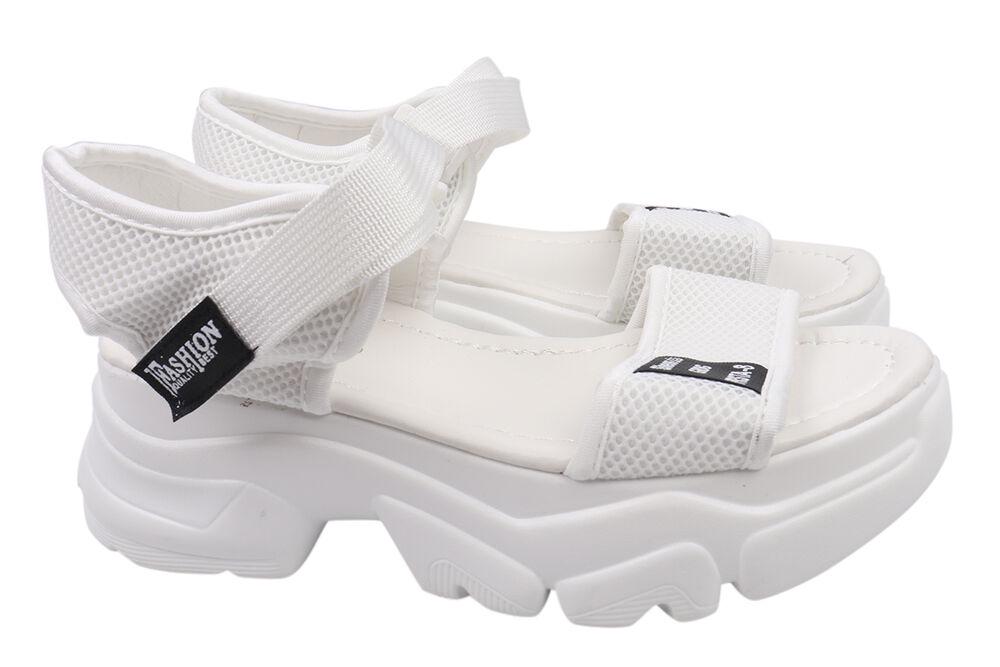 Босоножки женские AESD из текстиля на низком ходу с открытой пятой р. 39 Белый (5-21LBS)