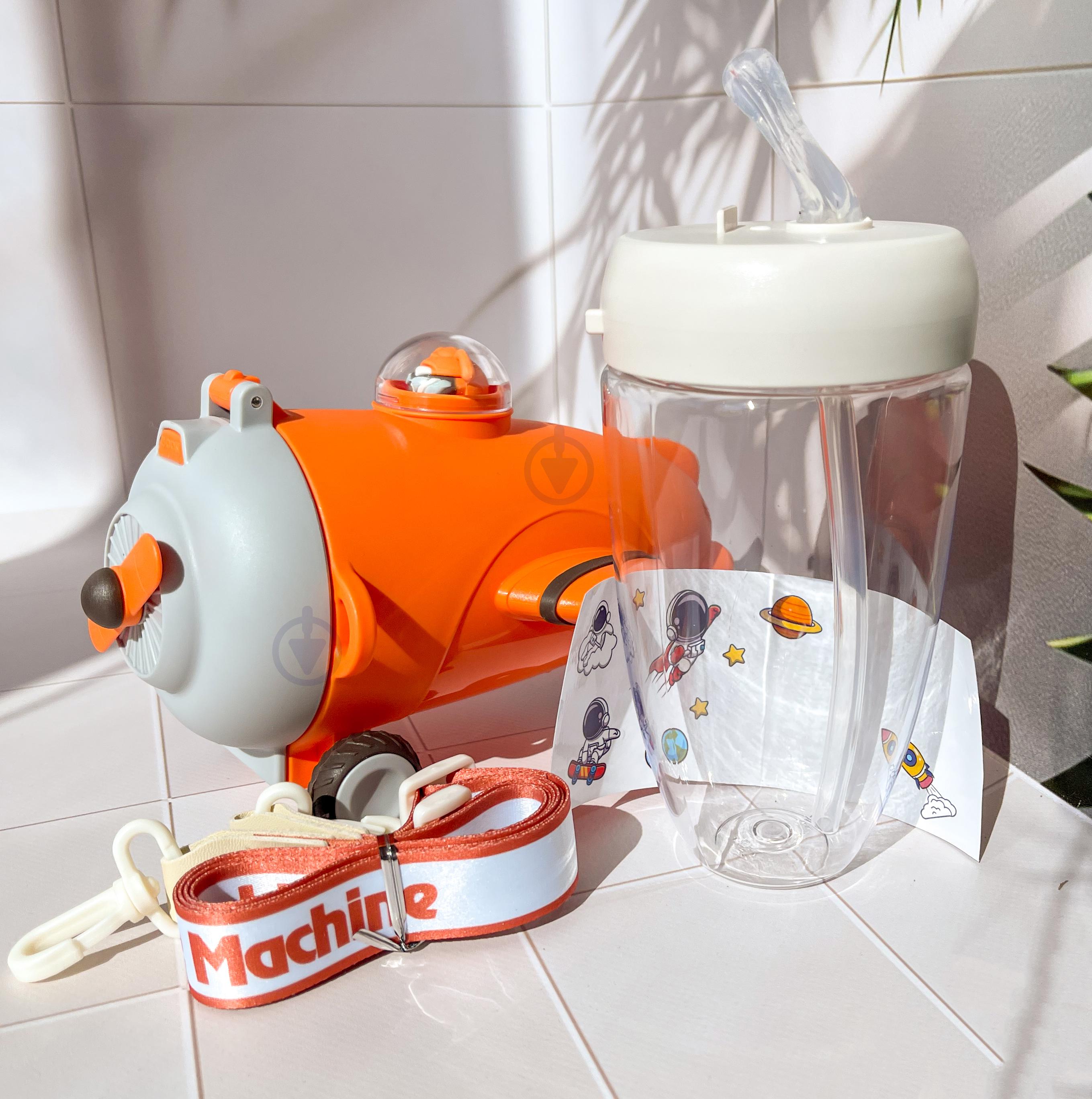 Бутылка для воды детская Ardesto Plane со шнурочком и наклейками 550 мл Оранжевый - фото 4