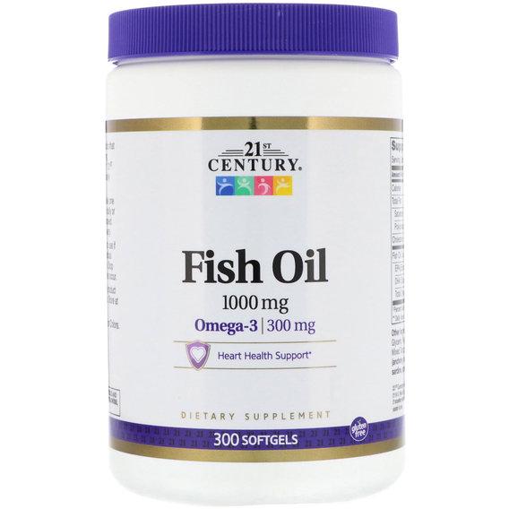 Омега 3 21st Century Fish Oil Omega 3 1000 мг/300 мг 300 Softgels