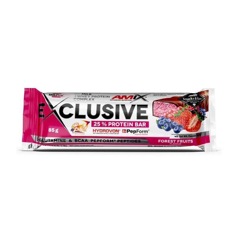 Протеїновий батончик 22 г білка AMIX Exclusive Protein Bar 25% 85 г Лісові ягоди