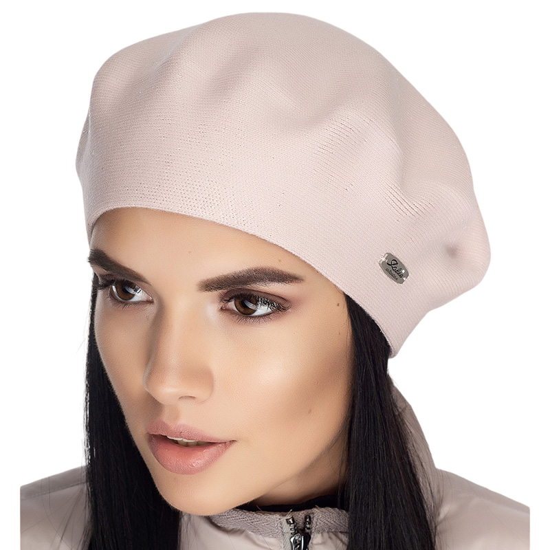 Берет женский Leks Сказка двойной с люрексом Пудровый (129419)