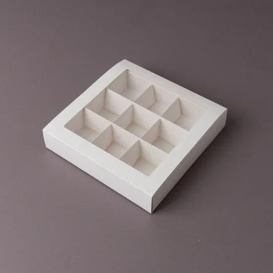 Коробка для конфет на 9 шт. с окном 42x42x30 см Белый (13281)