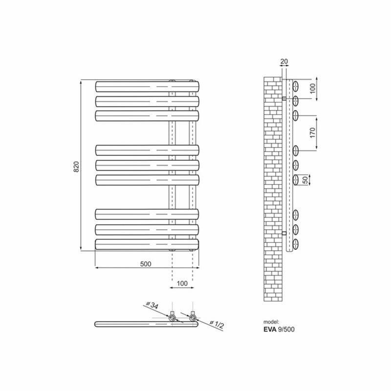 Рушникосушка дизайнерська Ideale Eva 11 9/820/500 Білий - фото 3