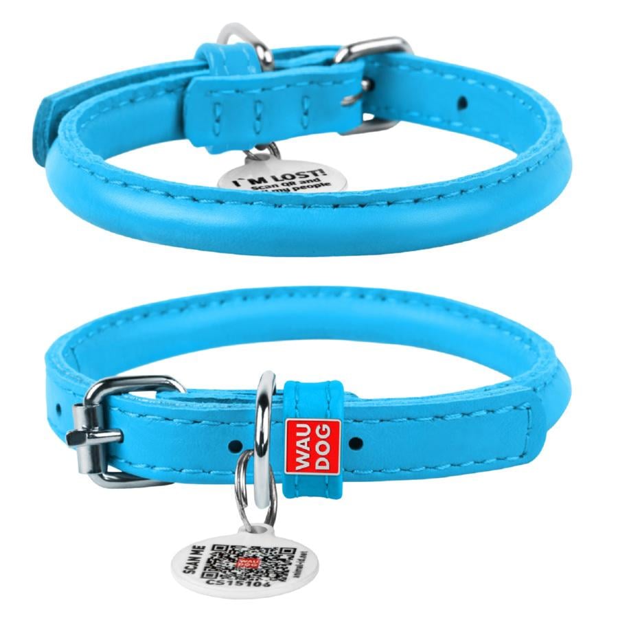 Нашийник для собак шкіряний Waudog Glamour з QR паспортом круглий XS 8 мм 20-25 см Нашийник для собак шкіряний Waudog Glamour з QR паспортом круглий XS 8 мм 20-25 см