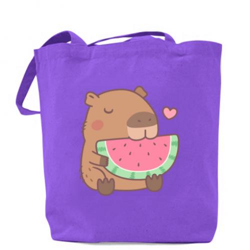 Шоппер Capybara and Watermelon 41х37 см Фиолетовый (12979810-15-182940)