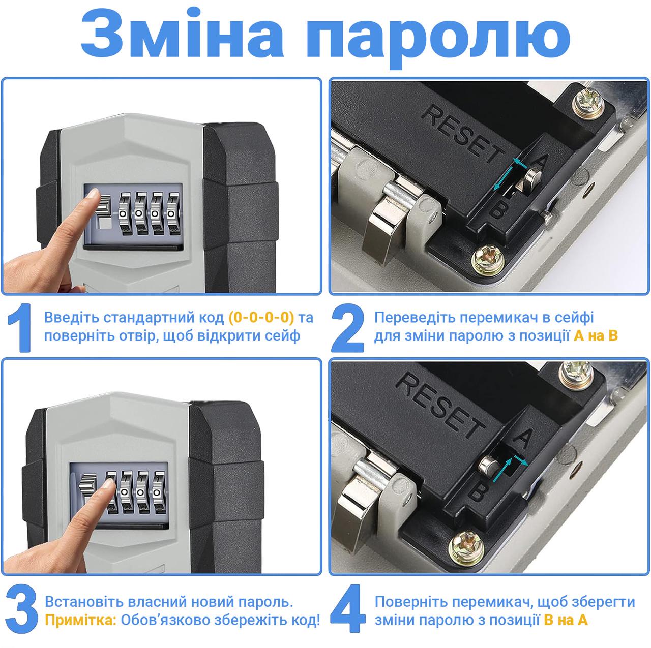 Міні сейф для ключів uSafe KS-11 антивандальний металевий із кодовим замком зовнішній настінний Сірий (0277) - фото 9 Міні сейф для ключів uSafe KS-11 антивандальний металевий із кодовим замком зовнішній настінний Сірий (0277) - фото 9