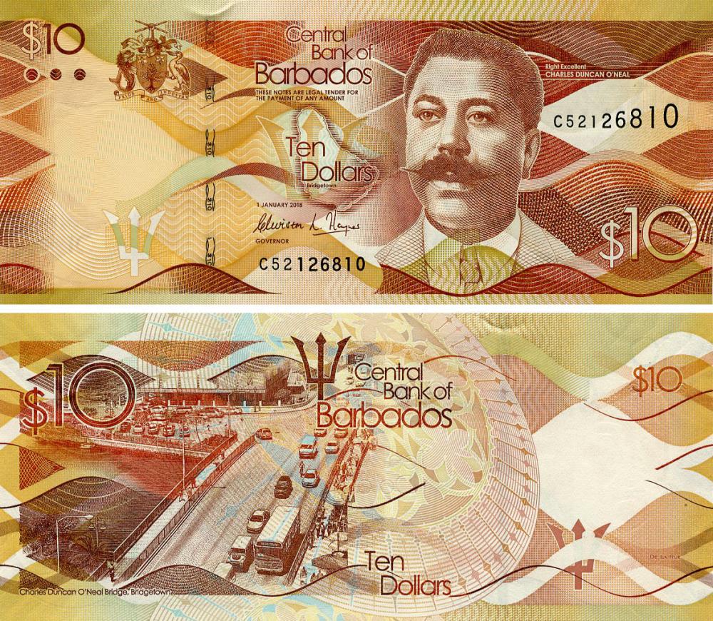 Коллекционная банкнота Барбадос 10 долларов 2018 UNC (P75с) Коллекционная банкнота Барбадос 10 долларов 2018 UNC (P75с)