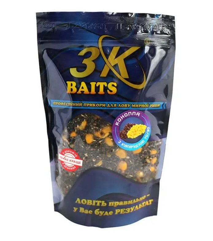 Прикормка 3Kbaits Конопля з кукурудзою 70/30 400 г (NA002665)