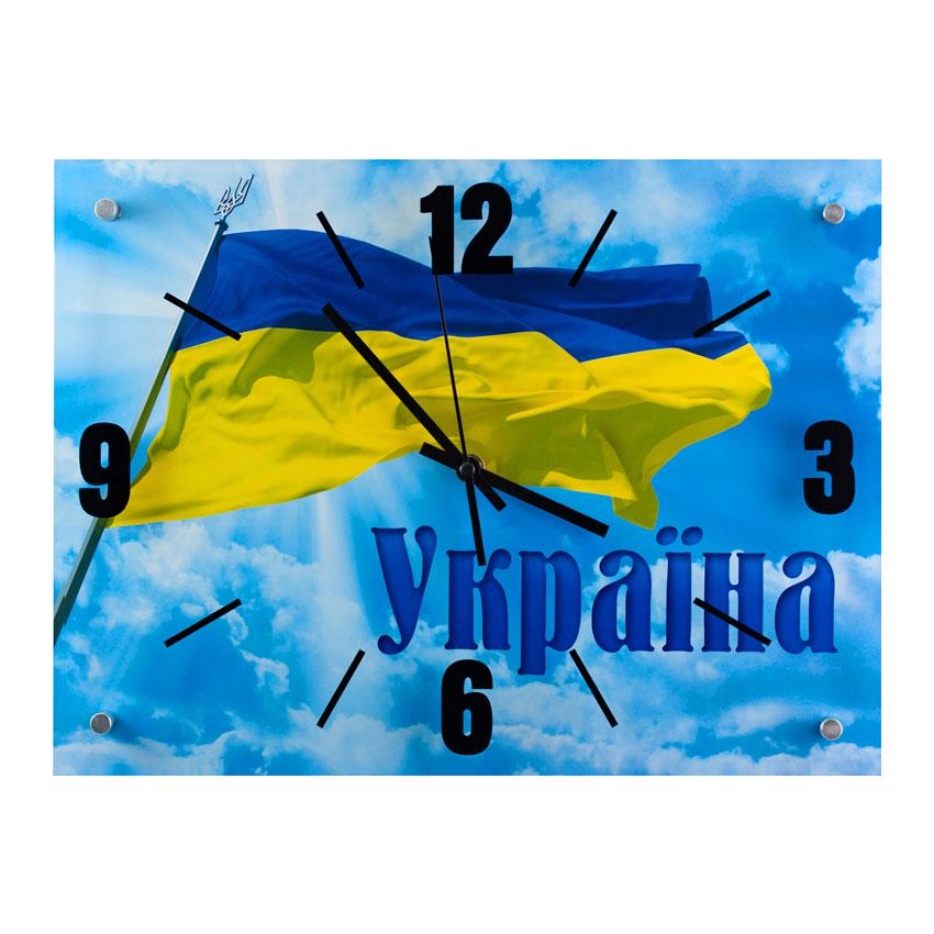 Часы настенные Украина Флаг на фоне неба 42х32х5 см (18132)