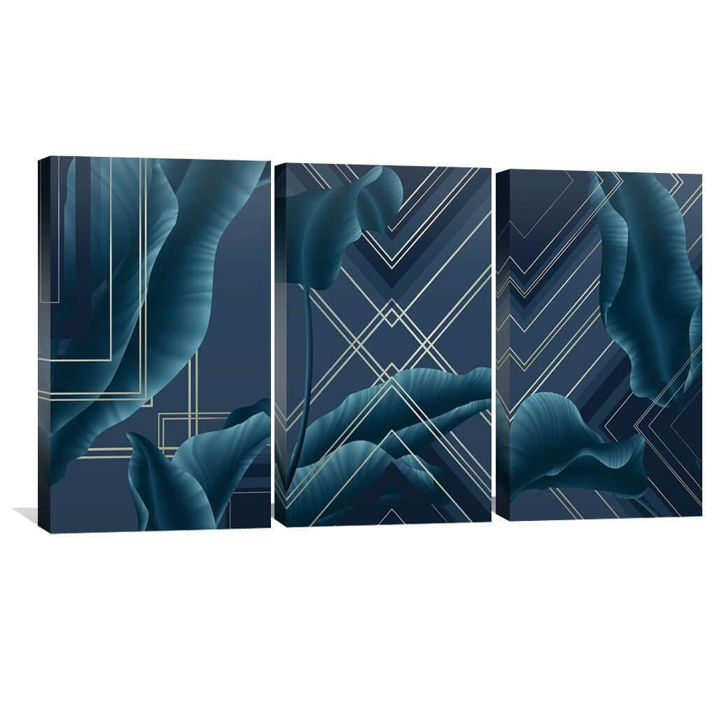Картина Абстракция Листья и линии 186x80 см (Y3-35)