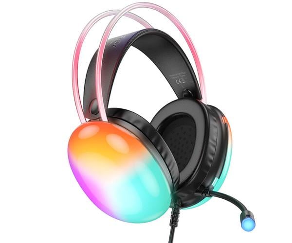 Навушники Ігрові дротові Hoco W109 Plus Rich USB з RGB-підсвіткою 2 м Black