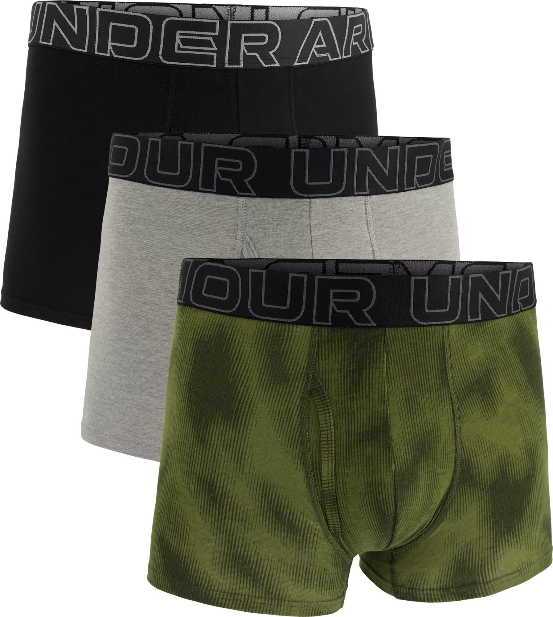 Трусы боксерки Under Armour PERFORMANCE COTTON 3IN 3-PACK PRINTED BOXERJOCK 1383892-390 3 пары M Оливковый/Серый/Черный (47552-48)