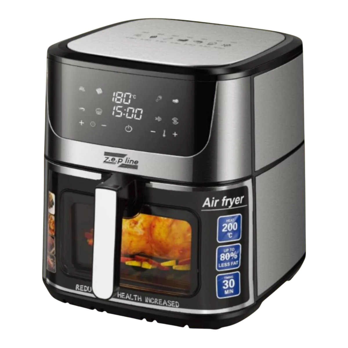 Аэрофритюрница Zepline ZP-127 с регулировкой температуры до 200°C и защитой от перегрева 4000 Вт 12 л (є140)