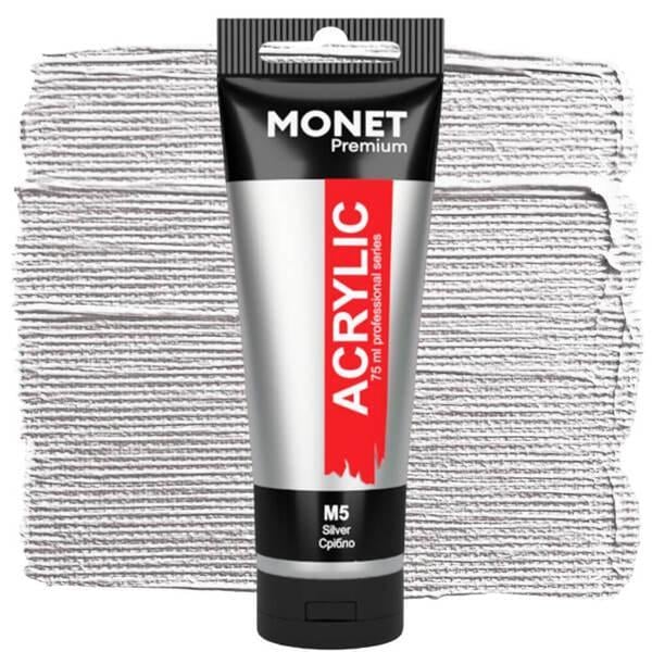 Акрилова фарба Monet M5 75 мл Срібний (75142M5) - фото 1