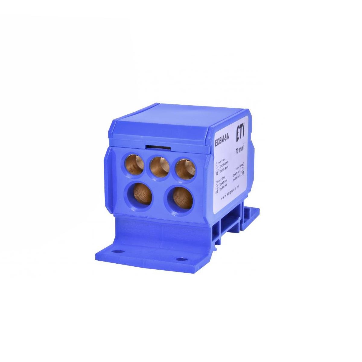 Блок распределительный ETI EDBM-8/N 192A вход 70 мм2 выход 1x4-70/2x4-35/3x2,5-25 мм2 на DIN-рейку (1102426)