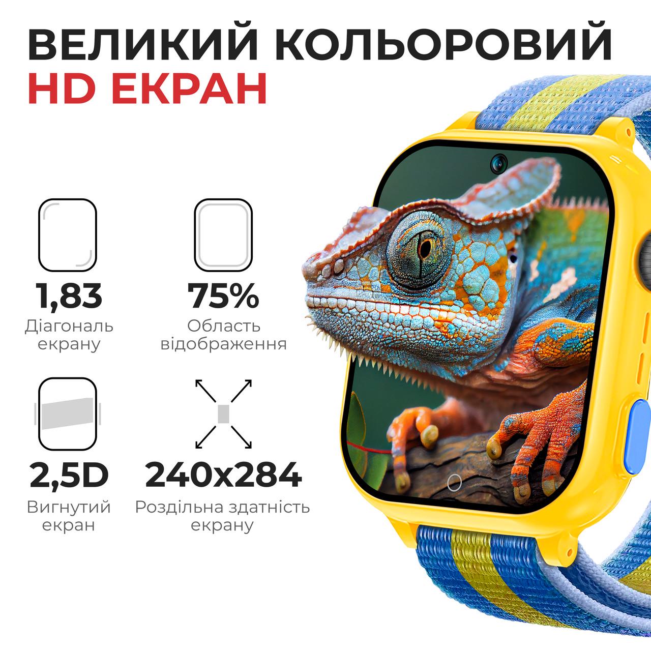 Смарт-часы детские JETIX G100 4G со сменным корпусом в комплекте Черный/Синий/Желто-синий (G100-B) - фото 7