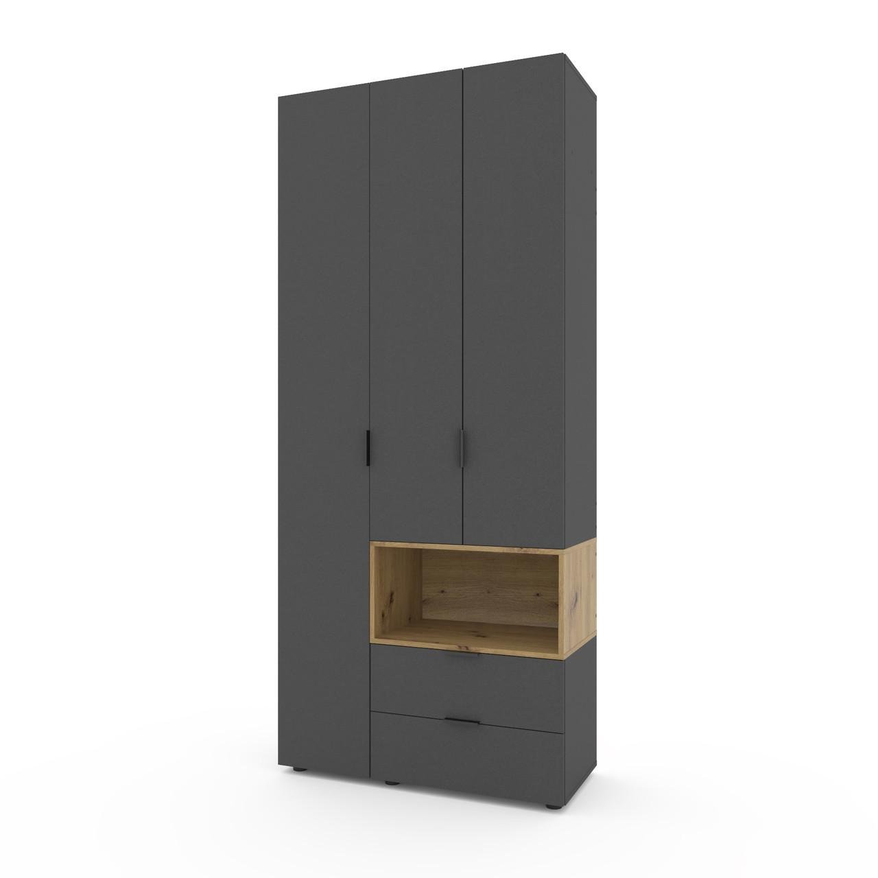 Шкаф Metkas Home A002R ЛДСП 1000x420x2300 мм Антрацитовый/Дуб Артизан - фото 2 Шкаф Metkas Home A002R ЛДСП 1000x420x2300 мм Антрацитовый/Дуб Артизан - фото 2