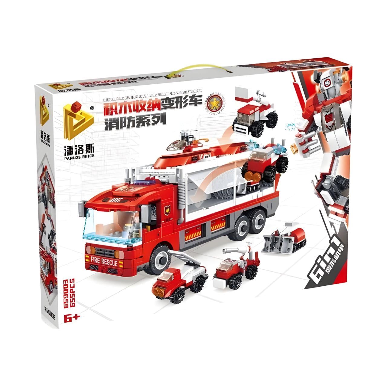 Конструктор детский Пожарная машина робот-трансформер 6в1 655 дет. (659003) Конструктор детский Пожарная машина робот-трансформер 6в1 655 дет. (659003)