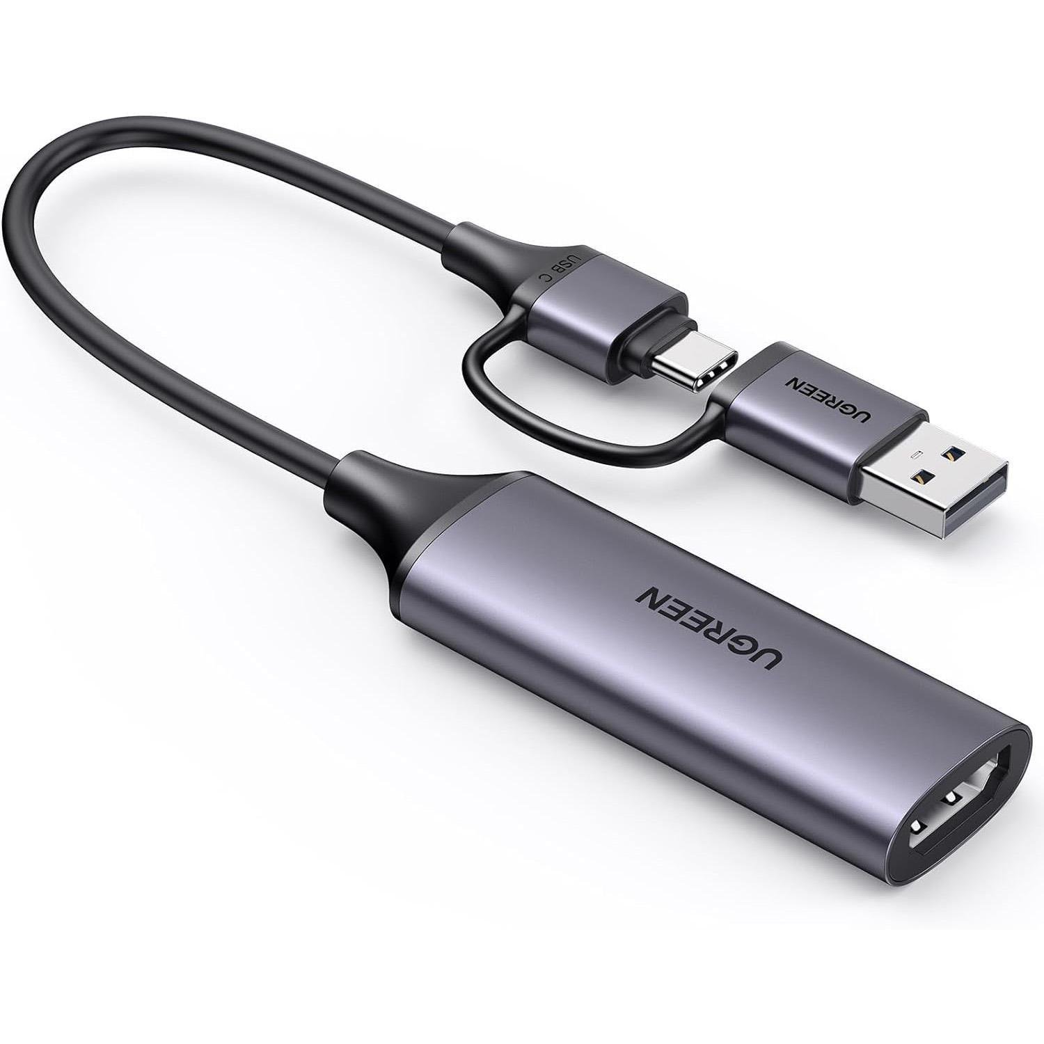 Карта видеозахвата HDMI UGREEN CM716 USB-A/Type-C 1080P Серый (25854)