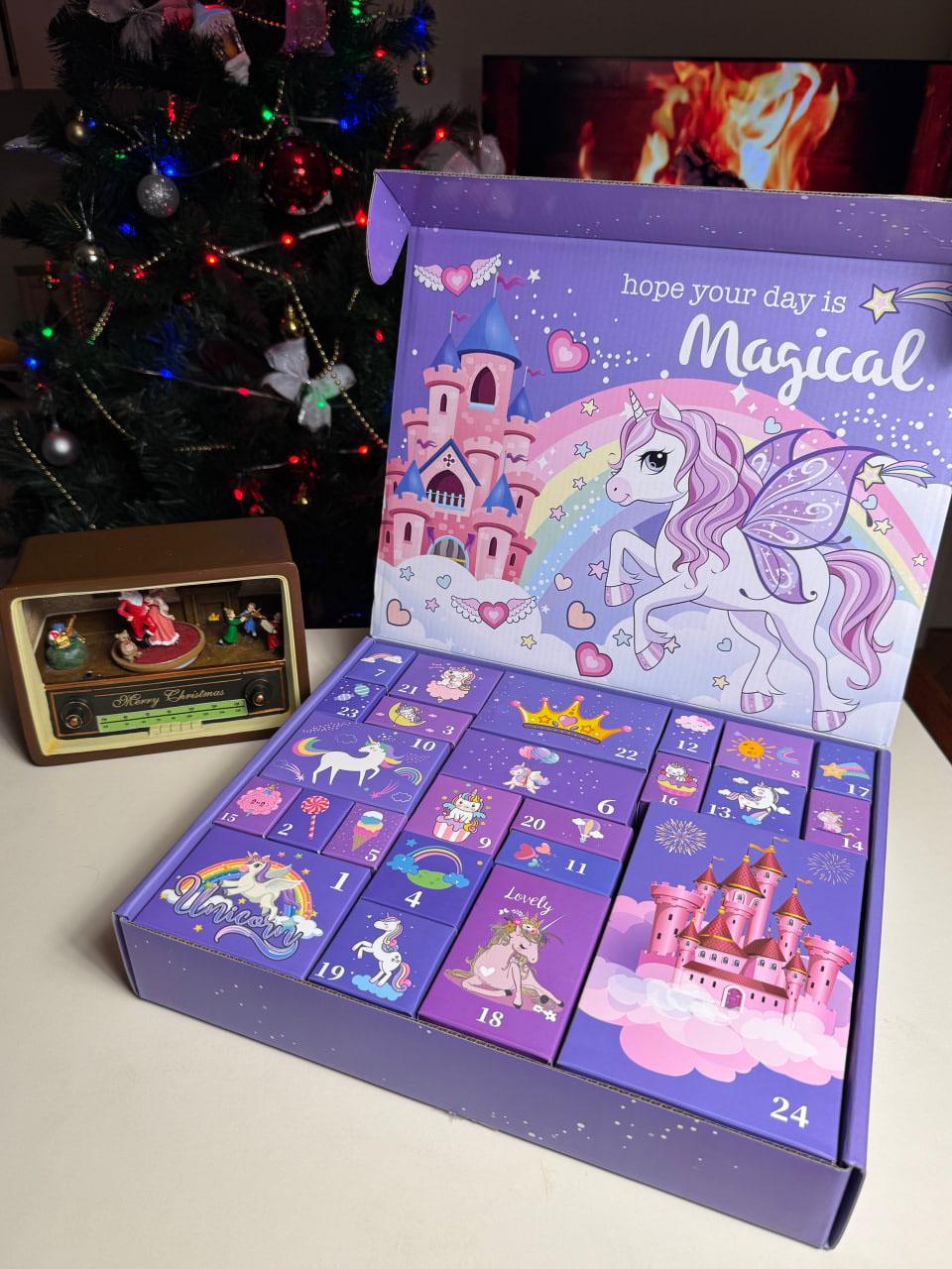 Адвент-календар для дівчинки біжутерія прикраси Magical на 24 вікна зі сюрпризами 142 елементи (29824069) - фото 8