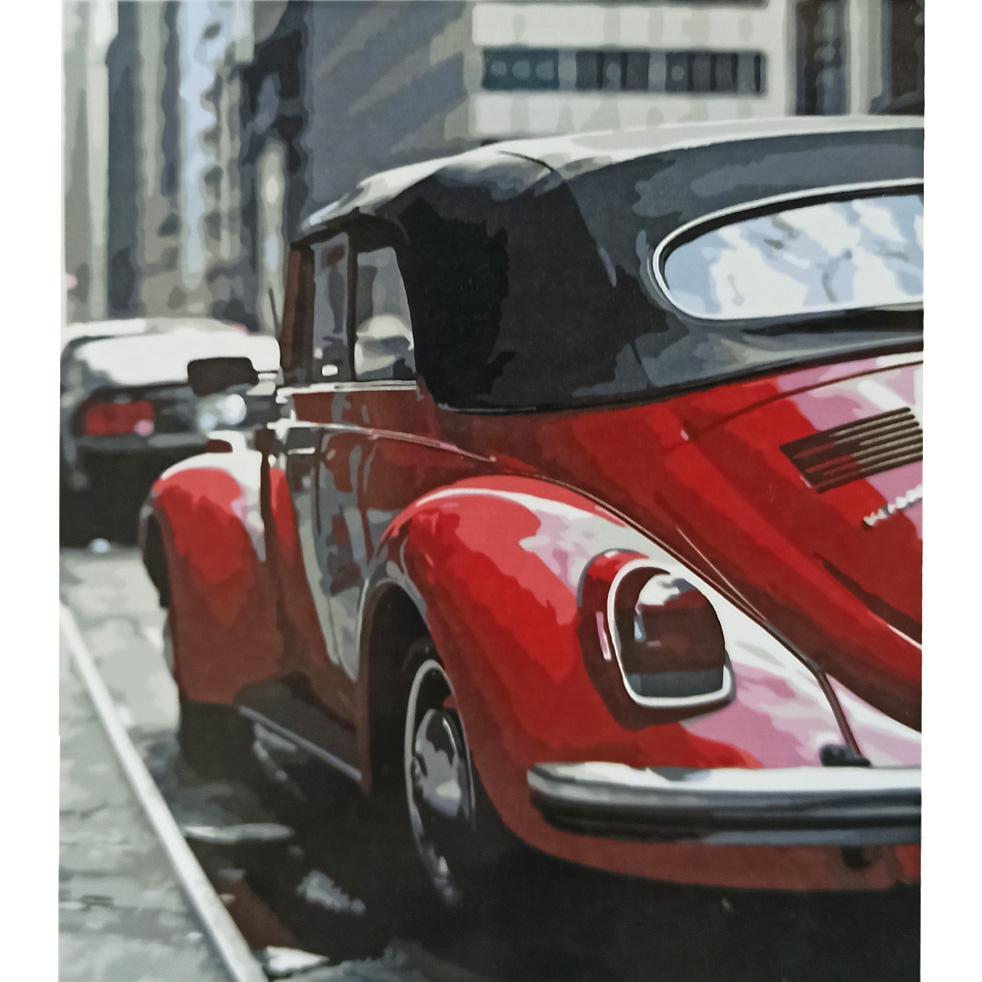Картина за номерами Strateg Преміум Червоний ретро Volkswagen 30x40 см (SS6624)