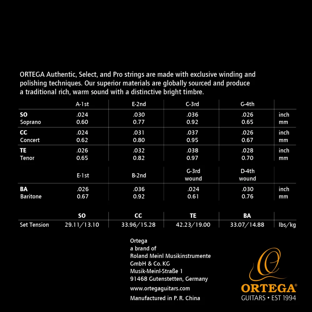 Струны для укулеле концерт Ortega Custom Select Black Nylon UKSBK-CC (127684) - фото 2