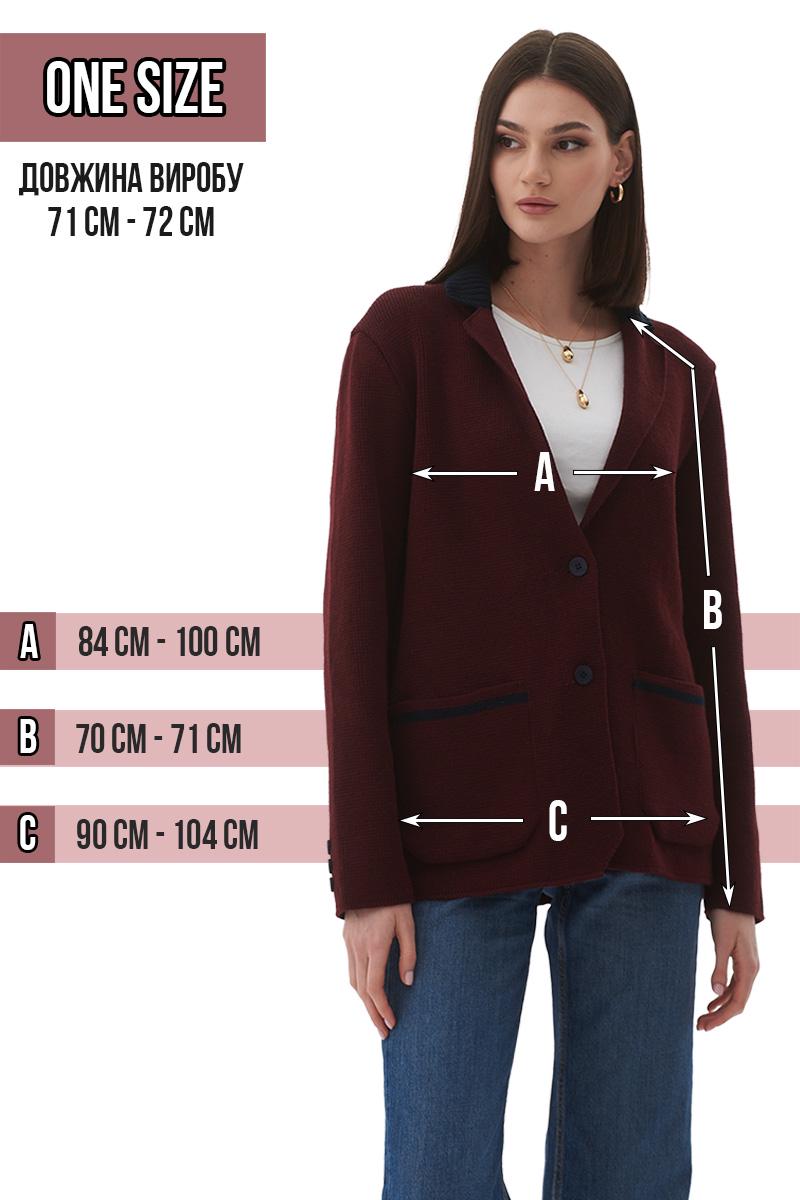 Пиджак вязанный женский oversize SVTR р. 42-50 Бордовый (593) - фото 11