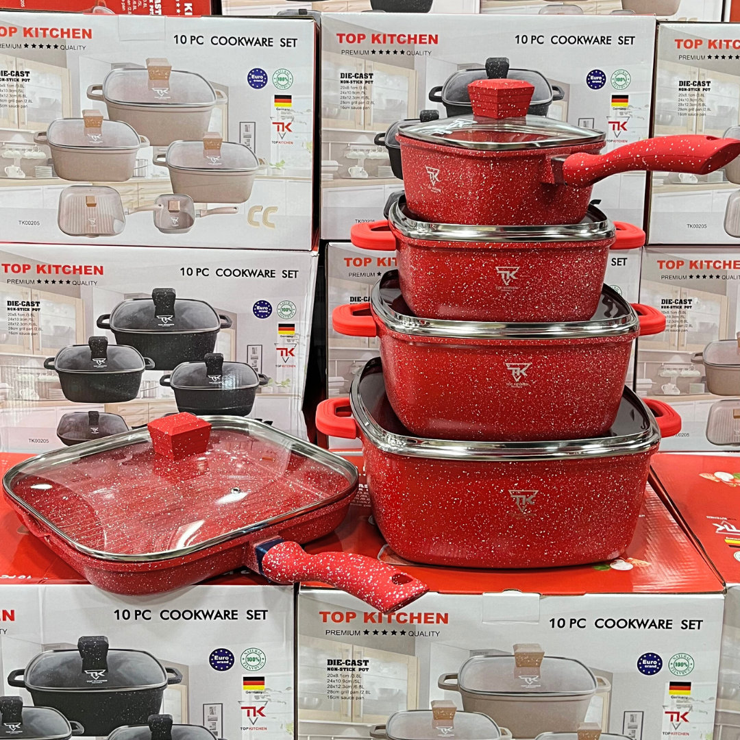 Набір посуду Top Kitchen TK-00205 з гранітним антипригарним покриттям 10 предметів Червоний (2429431900) - фото 4