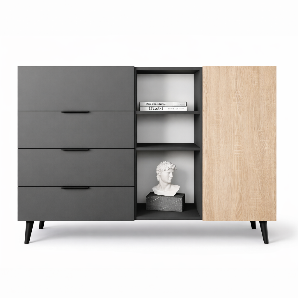 Комод з центральною нішею з полицями на ніжках (RM4B1F1500DGDGDS)