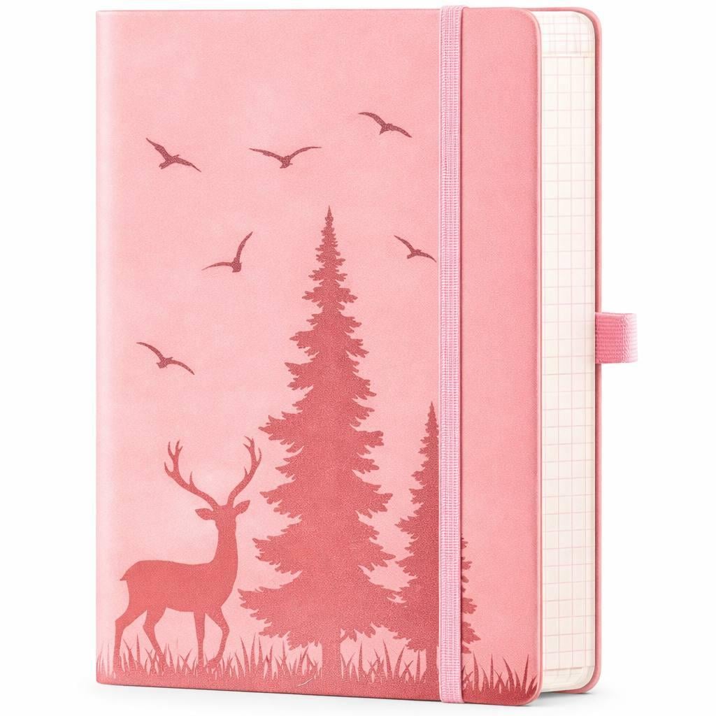 Блокнот формата A3 в линию с узором Олень и елки мягкая обложка с резинкой 250 лист. (2900879625)