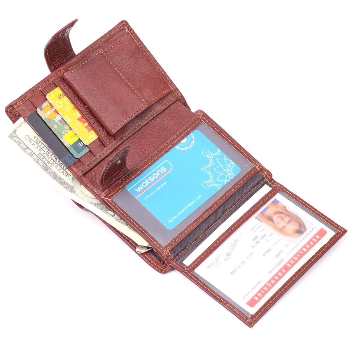 Портмоне вертикальное мужское Vintage Men Wallet 21399 из натуральной кожи Коричневый - фото 5