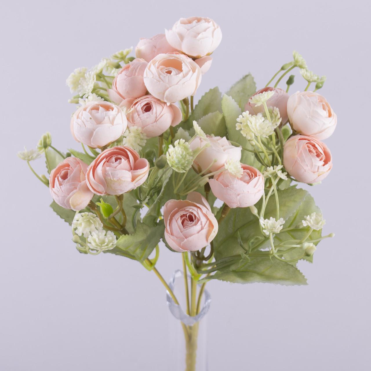 Искусственные цветы Букет ранункулюс миник с гипсофилой Пудровый (2535-4) - фото 1