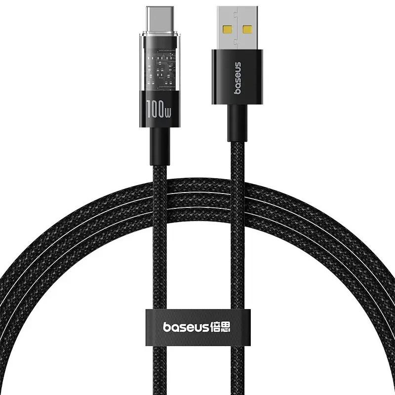 Дата-кабель BASEUS Gem Fast Charging USB to Type-C 100W 2 м Black (P10373002111)