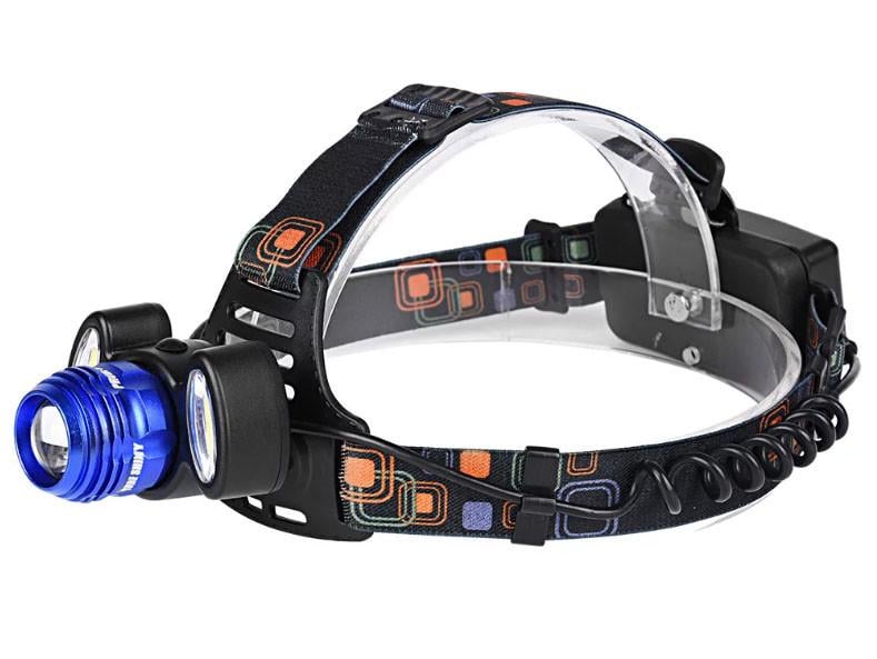 Фонарь налобный аккумуляторный RB-188 USB 3LED T6+2хCOB с датчиком движения (1973598154)