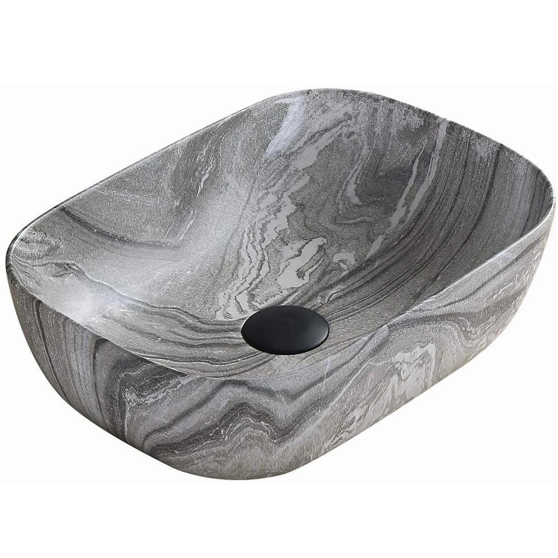 Умывальник накладной Mexen RITA GREY MARBLE MATT MEX-21084593 455x325x135 мм Серый (162791)
