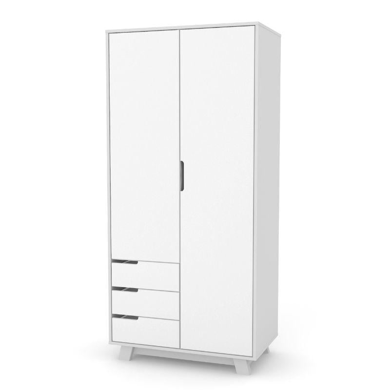 Шкаф распашной Верес Манхеттен 850 с ящиками из ДСП и МДФ Серый/Белый 39.33.2.17